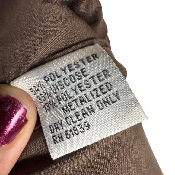 Rickie Freeman Teri Jon Bronze One Shoulder Jacquard Peplum Formal Gown 16 - Picture 10 of 13